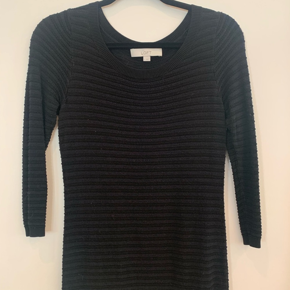 LOFT Charcoal Ribbed Knit Dress